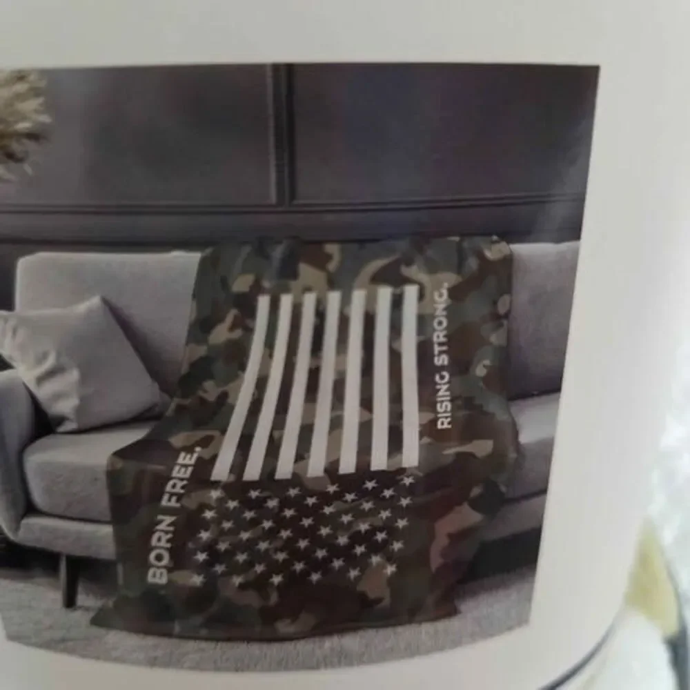 Camo flag soft velvet throw 50x70 inches new in package